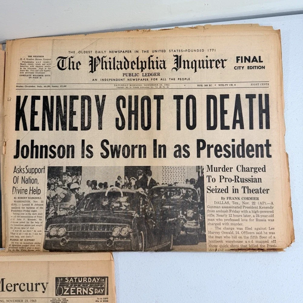 John F Kennedy Assassination‎ Newspaper 11/23/63 Philadelphia Inquirer Pottstown